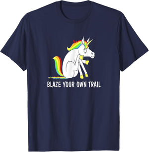 Blaze Your Own Trail Unicorn T-Shirt - T-Shirt | Navy