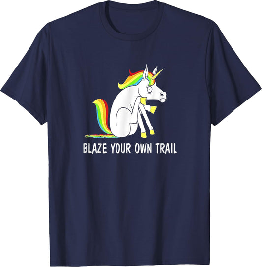 Blaze Your Own Trail Unicorn T-Shirt - T-Shirt | Navy