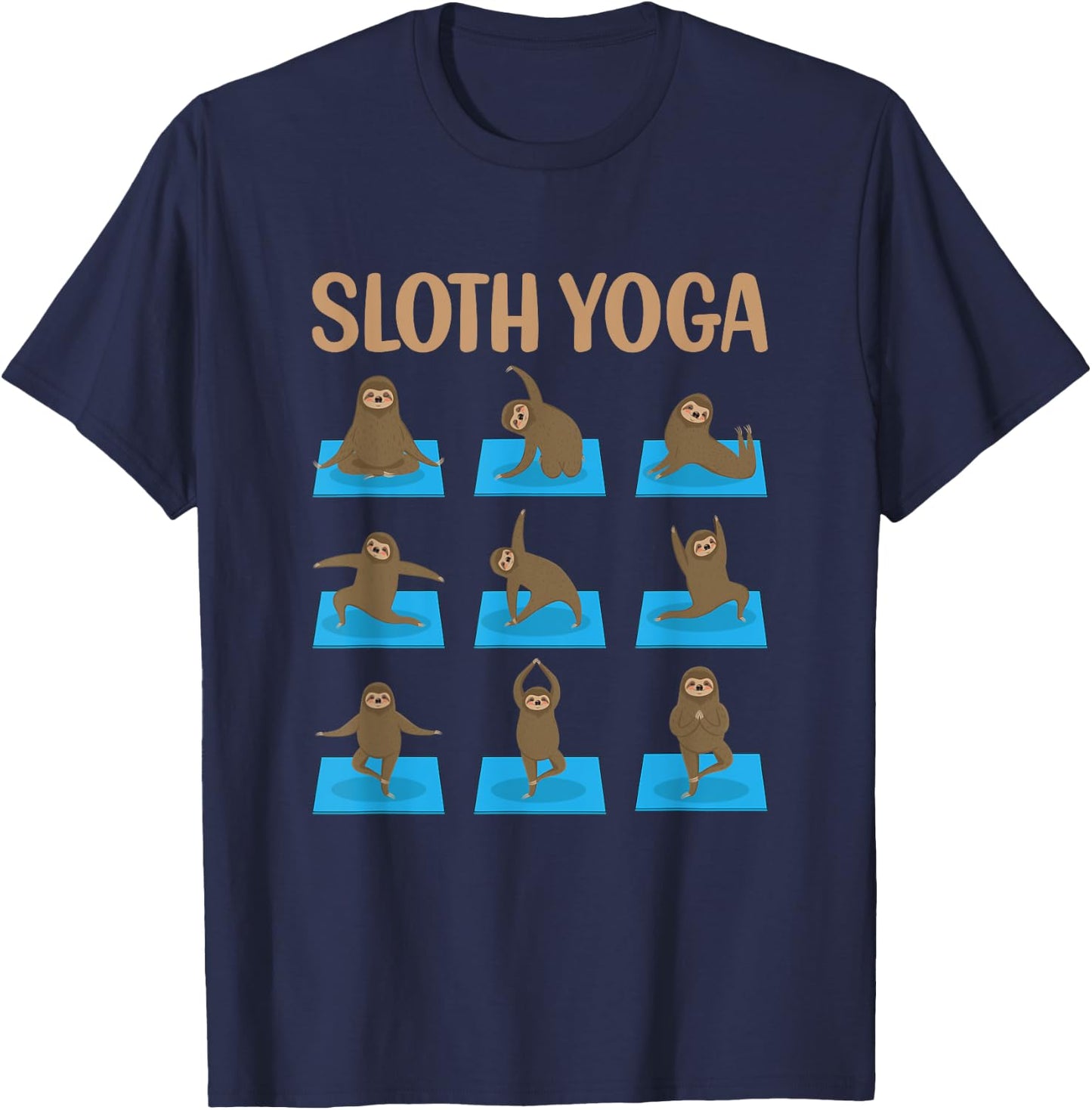 Sloth Yoga Cute Animal Baby Sloth Yoga Poses Zen Graphics T-Shirt - T-Shirt | Navy