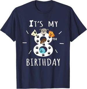 It's My 8th Birthday Dog Lover Theme 8 Years Old Puppy T-Shirt - T-Shirt | Navy