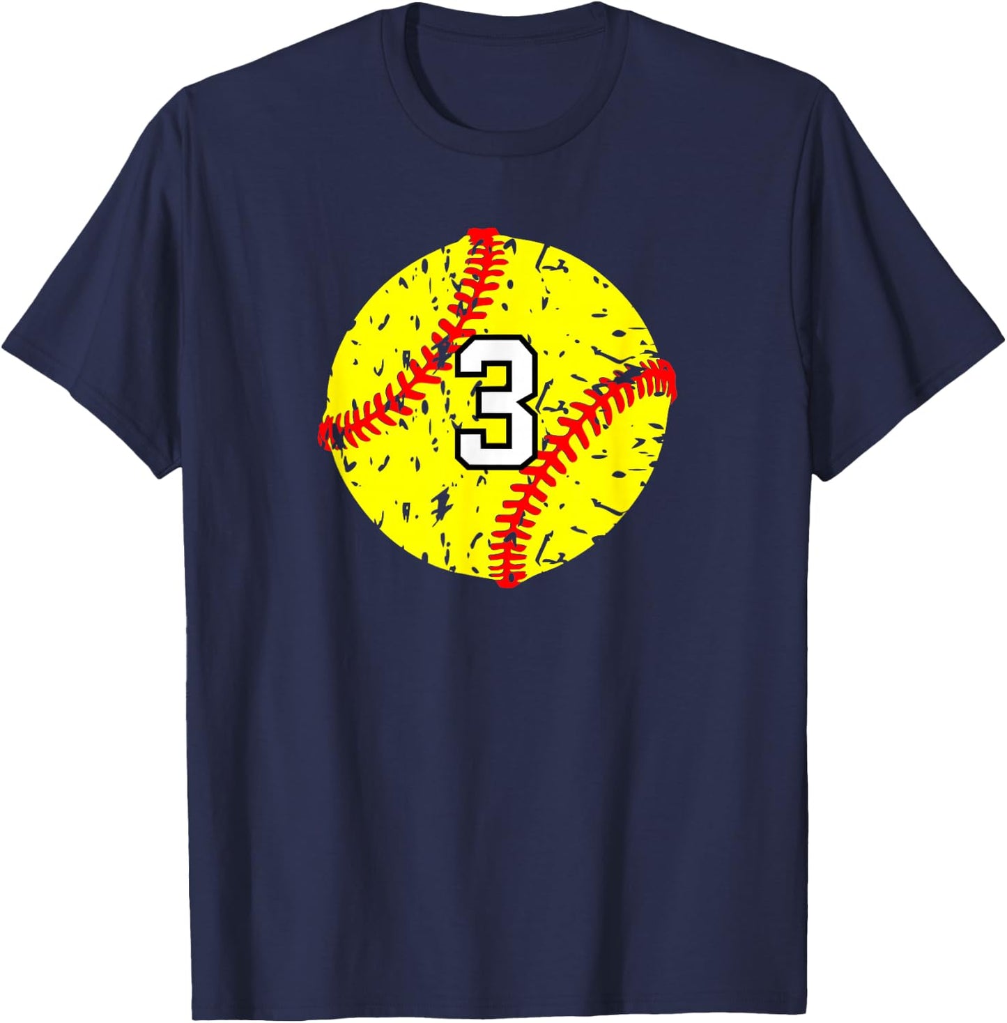 Softball Number #3 T-Shirt - T-Shirt | Navy