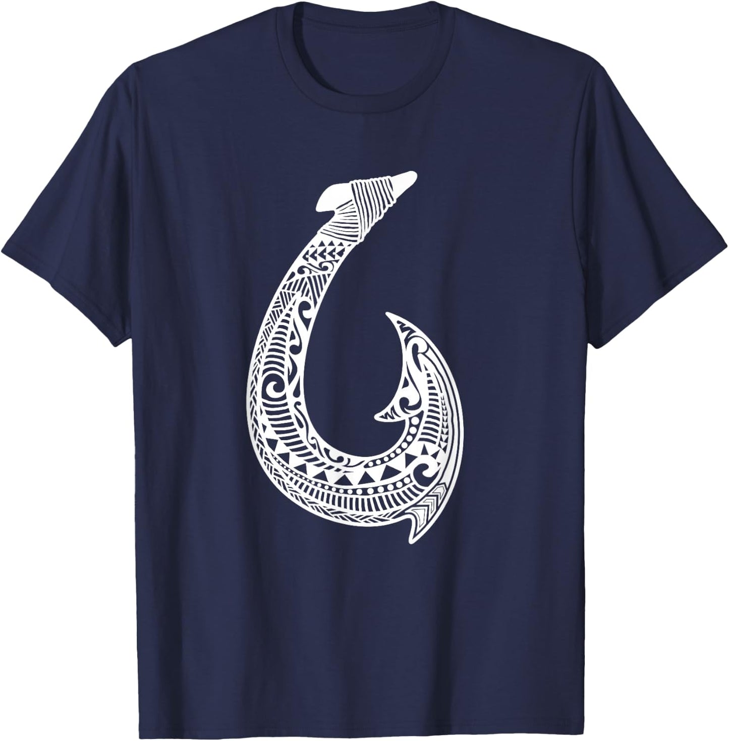Tribal Hawaiian Fish Hook Pacific Islander Hawaiian Design T-Shirt - T-Shirt | Navy