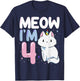 Cat 4th Birthday Party Purr-FECT Vet Kitten Fur Animal Paw T-Shirt - T-Shirt | Navy