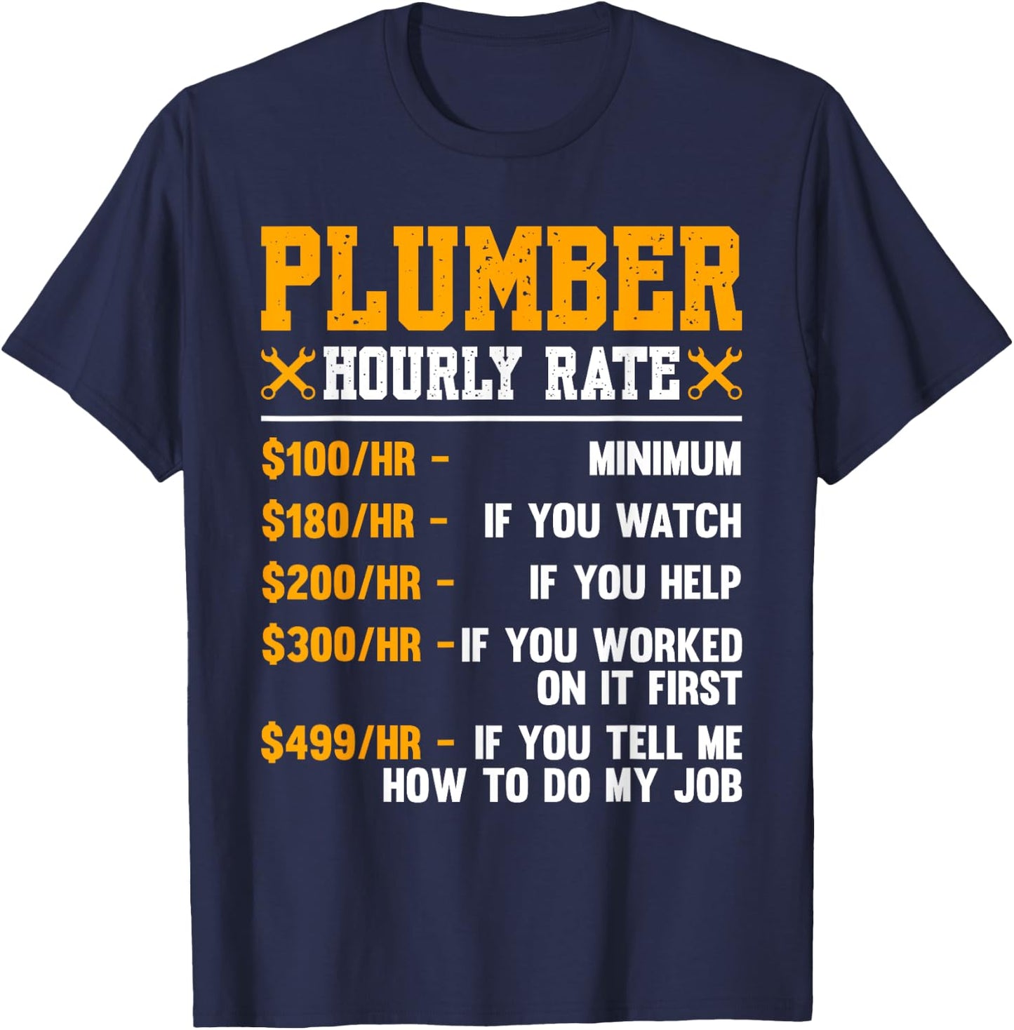 Funny Plumber Gifts Plumbers Pipefitter Gifts Men's Black Cotton Polyester Blend Regular Fit Short Sleeve Small T-Shirt - T-Shirt | Navy