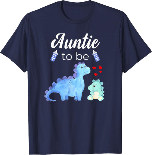 Auntie To Be Dinosaur Baby Shower For Boy T-Shirt - T-Shirt | Navy