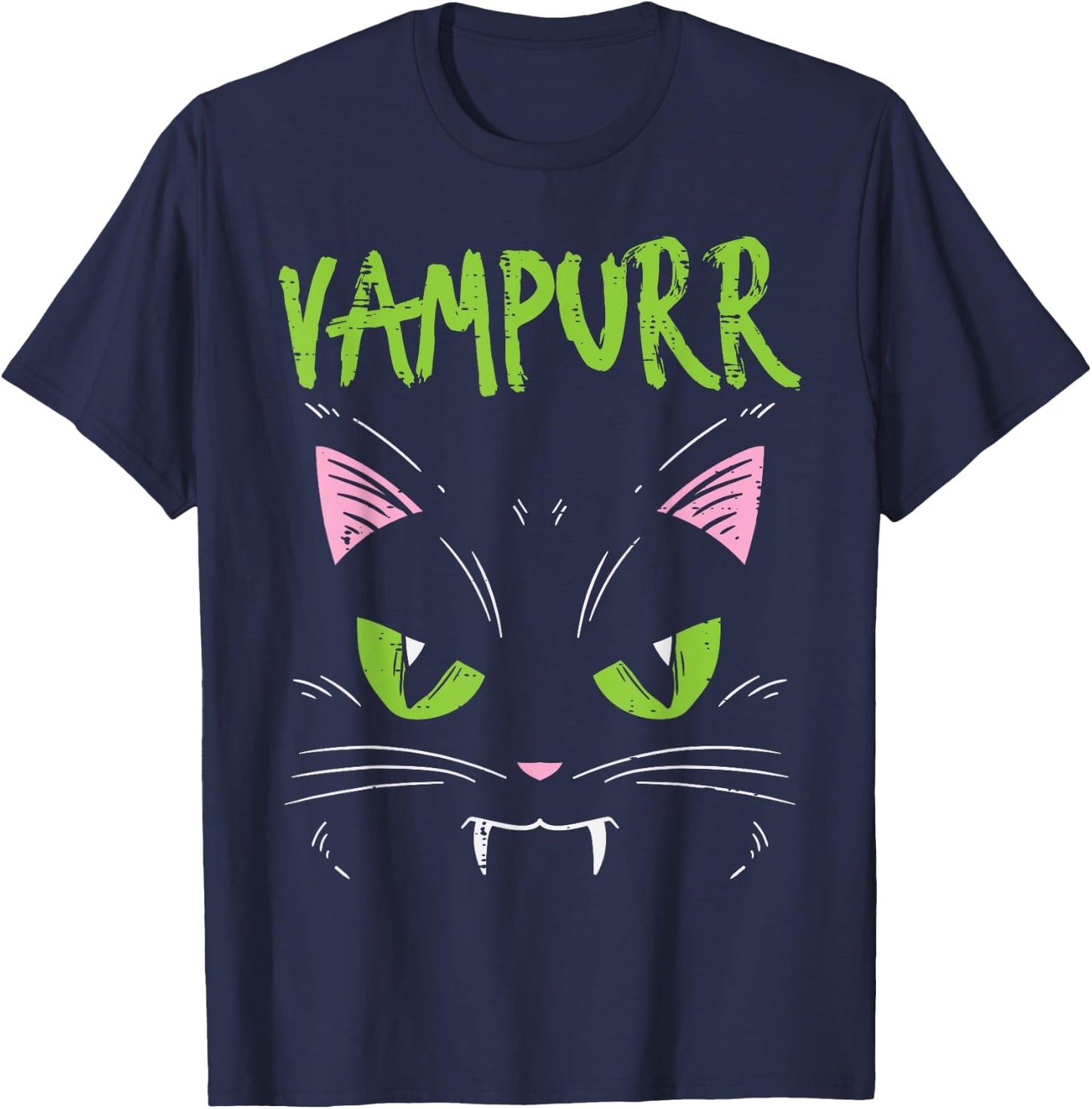 Vampurr Vampire Cat Funny Halloween Animal Men Women Kids T-Shirt - T-Shirt | Navy