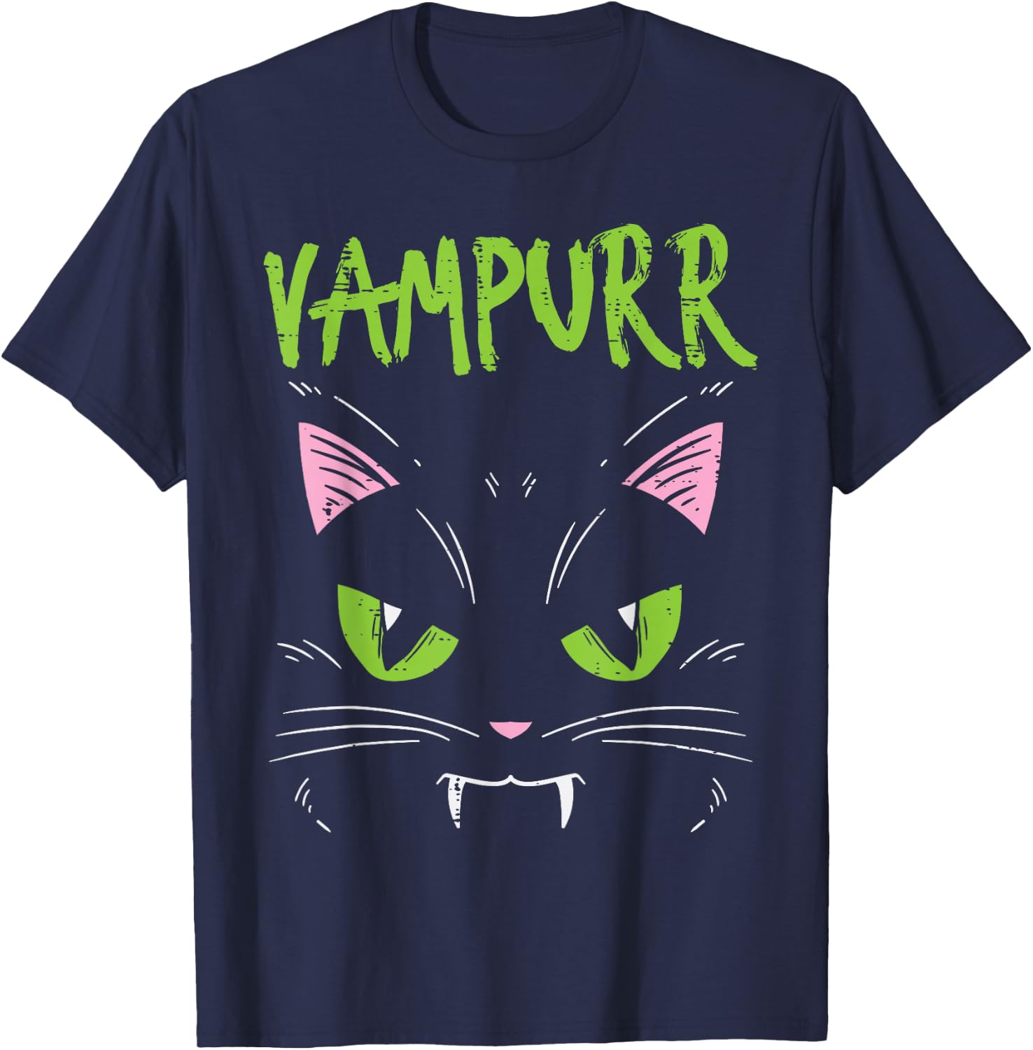 Vampurr Vampire Cat Funny Halloween Animal Men Women Kids T-Shirt - T-Shirt | Navy