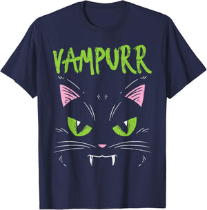Vampurr Vampire Cat Funny Halloween Animal Men Women Kids T-Shirt - T-Shirt | Navy