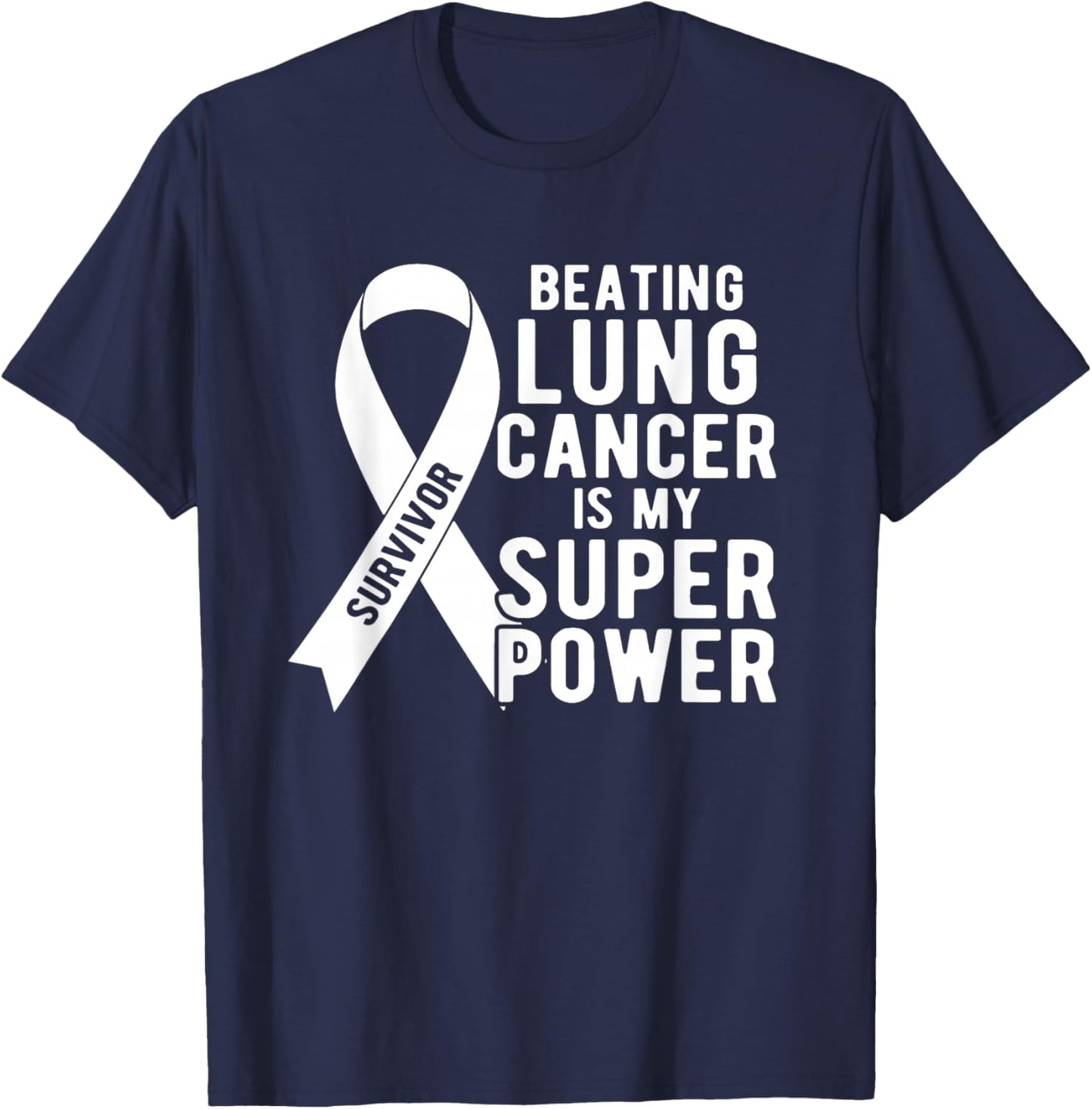 Beating Lung Cancer Awareness Survivor Gifts Men Women Kids T-Shirt - T-Shirt | Navy