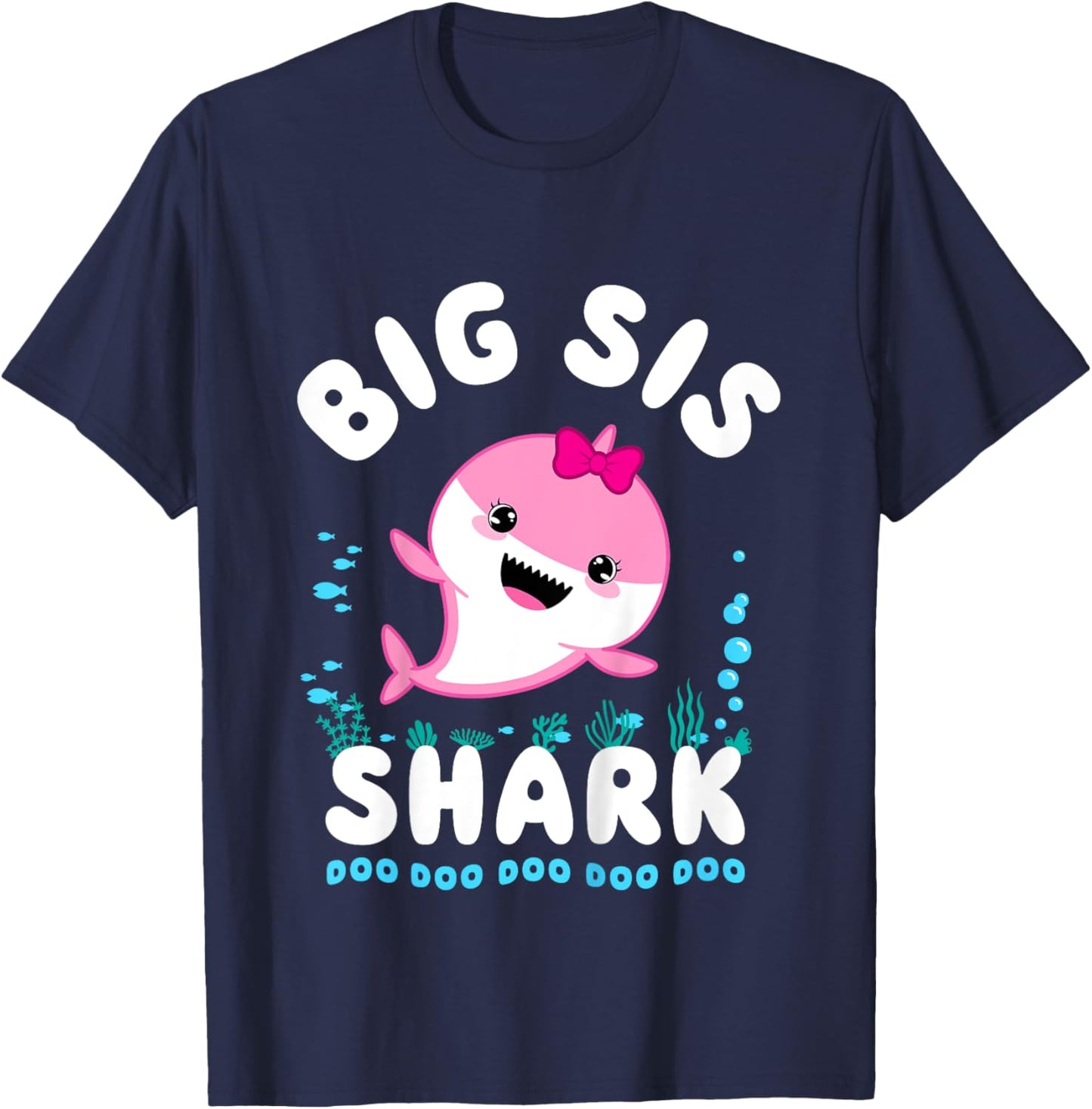 Big Sis Shark Big Sister Kawaii T-Shirt - T-Shirt | Navy