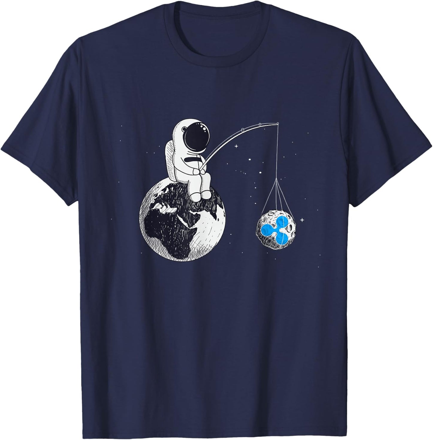 Cryptocurrency Talk - Ripple To The Moon XRP Space Man Merch T-Shirt - T-Shirt | Navy