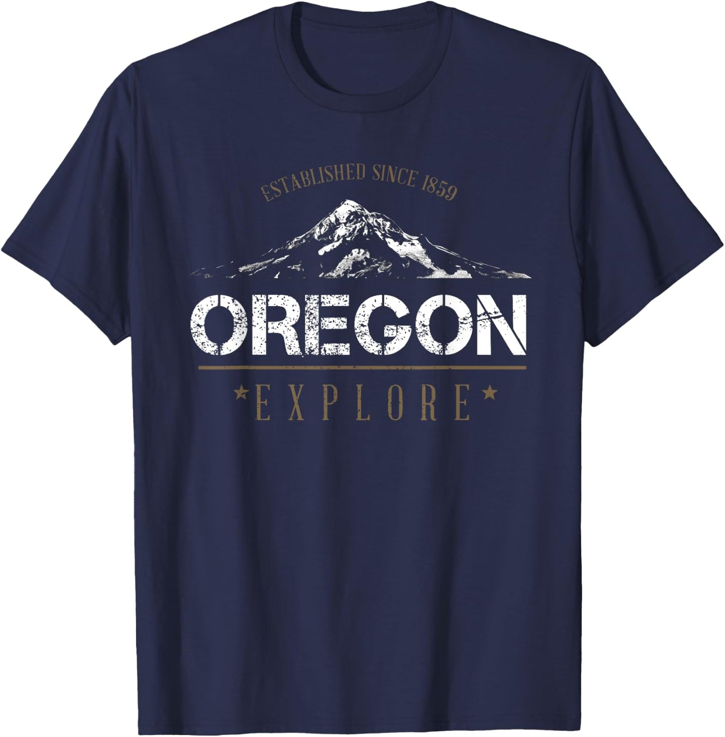Oregon Mountain - Explore Oregon - Graphic Mt. Hood T-Shirt - T-Shirt | Navy