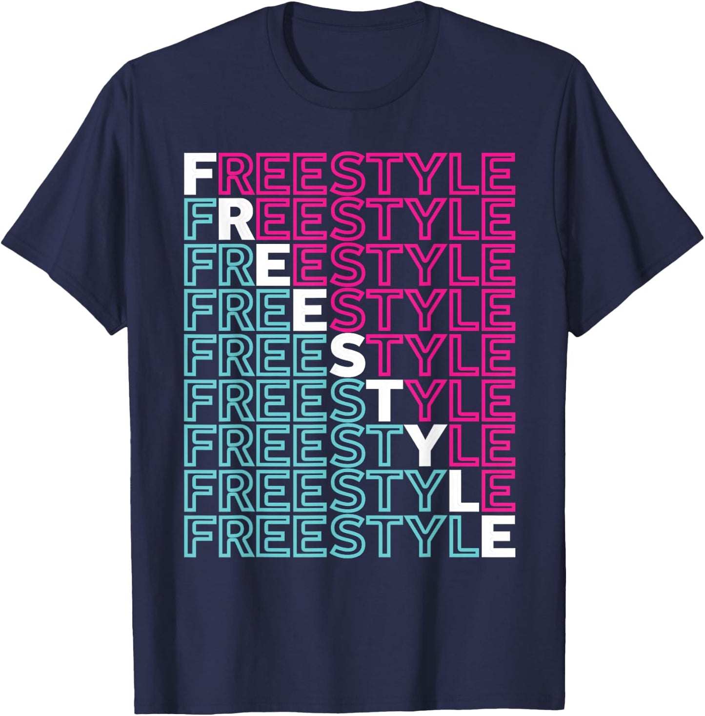Freestyle Full Front 80s Electronic Dance Music T-Shirt - T-Shirt | Navy
