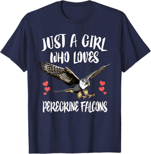 Just A Girl Who Loves Peregrine Falcons Birds T-Shirt - T-Shirt | Navy