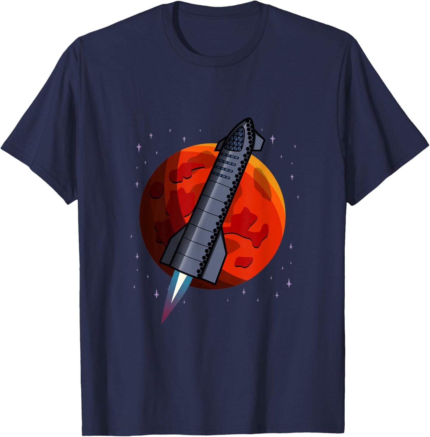Starship Space Rocket X Mars Raptor Launch T-Shirt - T-Shirt | Navy