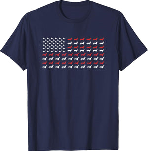 American Flag Dachshund Patriotic Dachshund Doxie Lover Small T-Shirt - T-Shirt | Navy