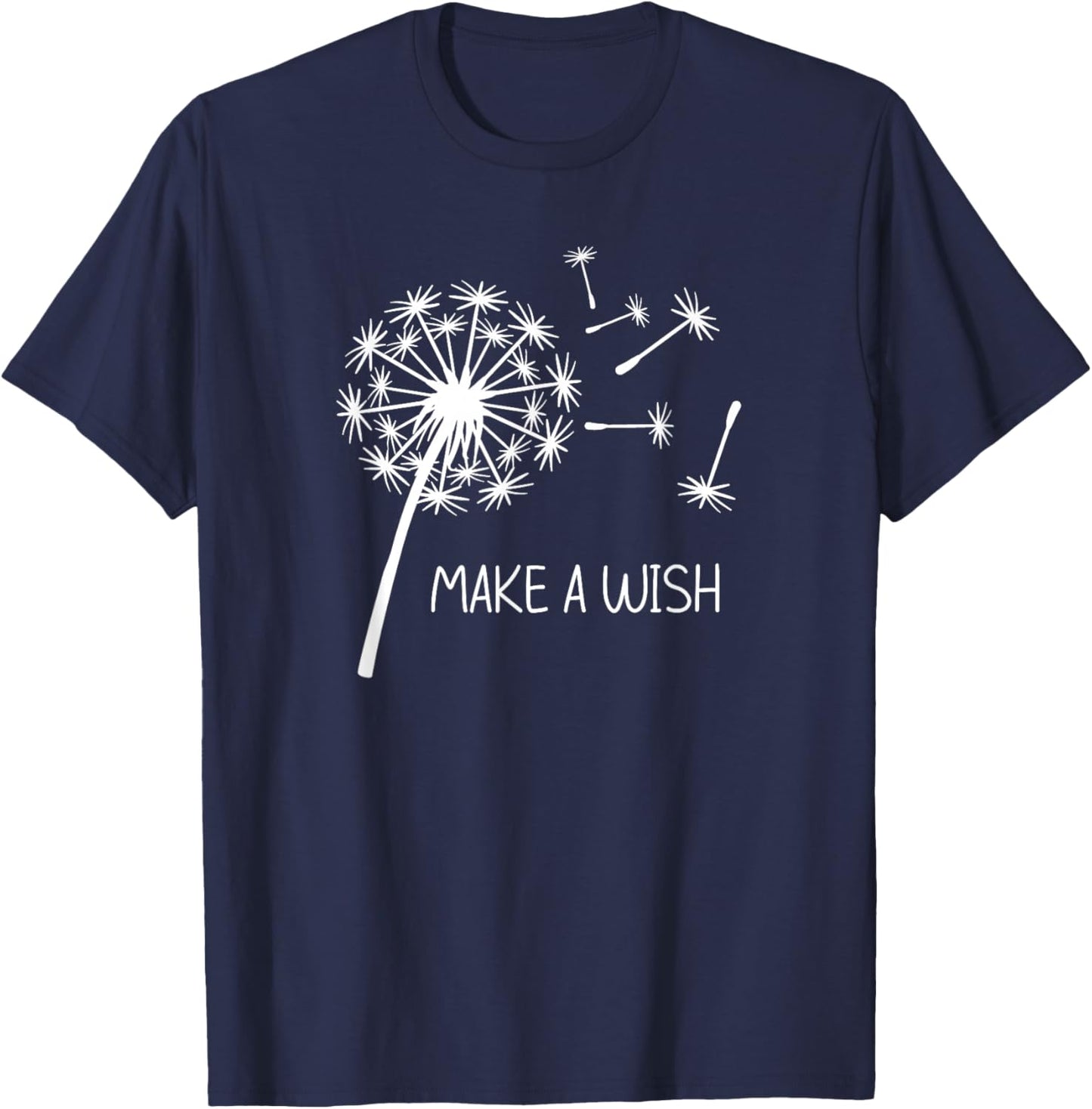 Dandelion Make A Wish, Flowers Graphic, Nature, Family T-Shirt - T-Shirt | Navy