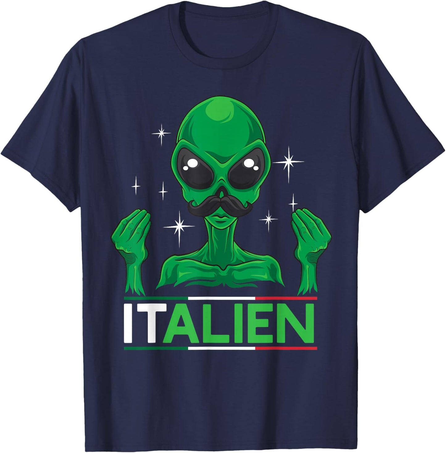 Funny Italian Alien Pun Italy Hand Gesture T-Shirt - T-Shirt | Navy
