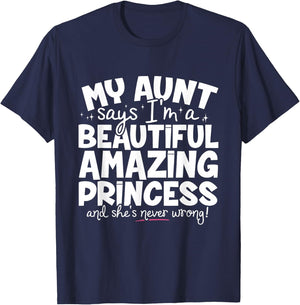 Beautiful Amazing Princess For Niece From Aunt Funny T-Shirt - T-Shirt | Navy