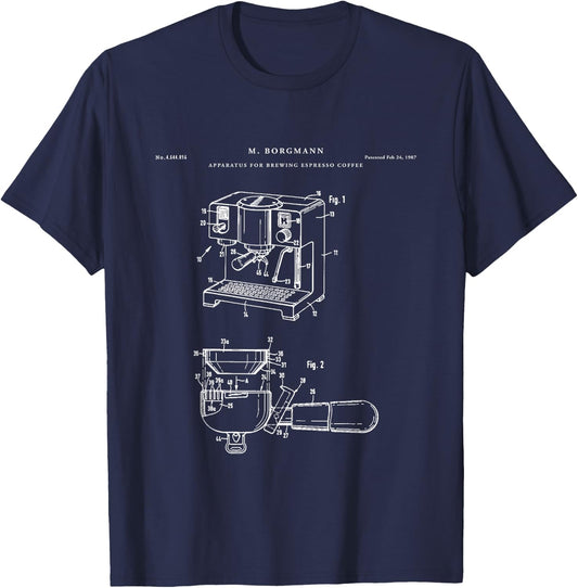 Espresso Machine Patent - kitchen T-Shirt - T-Shirt | Navy