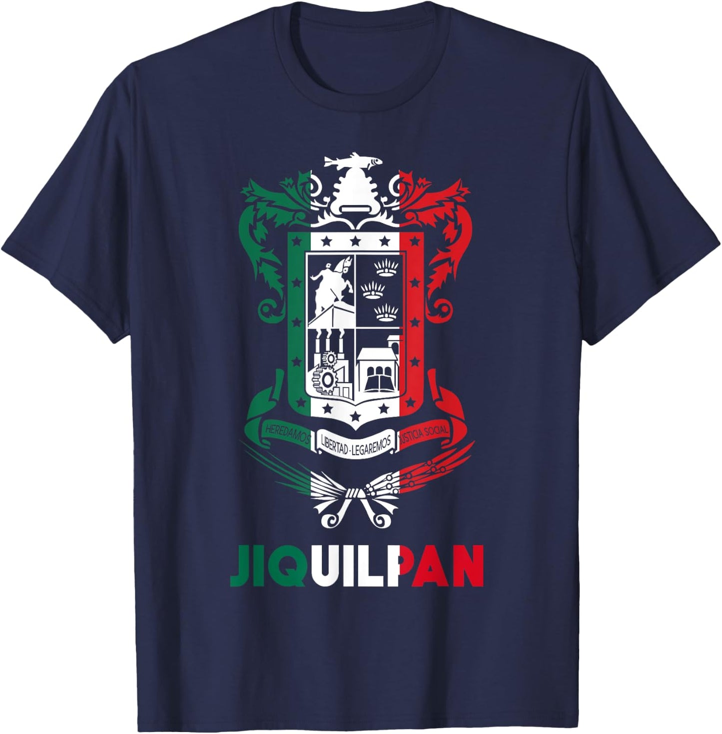 Jiquilpan Michoacan Mexico Escudo Y Lema Arte Emblem Merch T-Shirt - T-Shirt | Navy