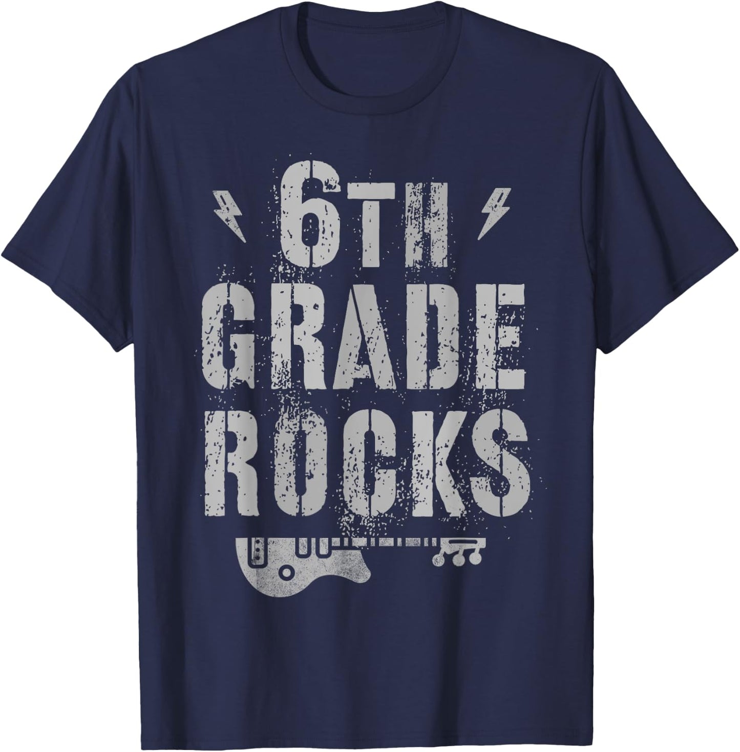 6th GRADE ROCKS Student Teacher Sixth Grader Rockstar Team T-Shirt - T-Shirt | Navy