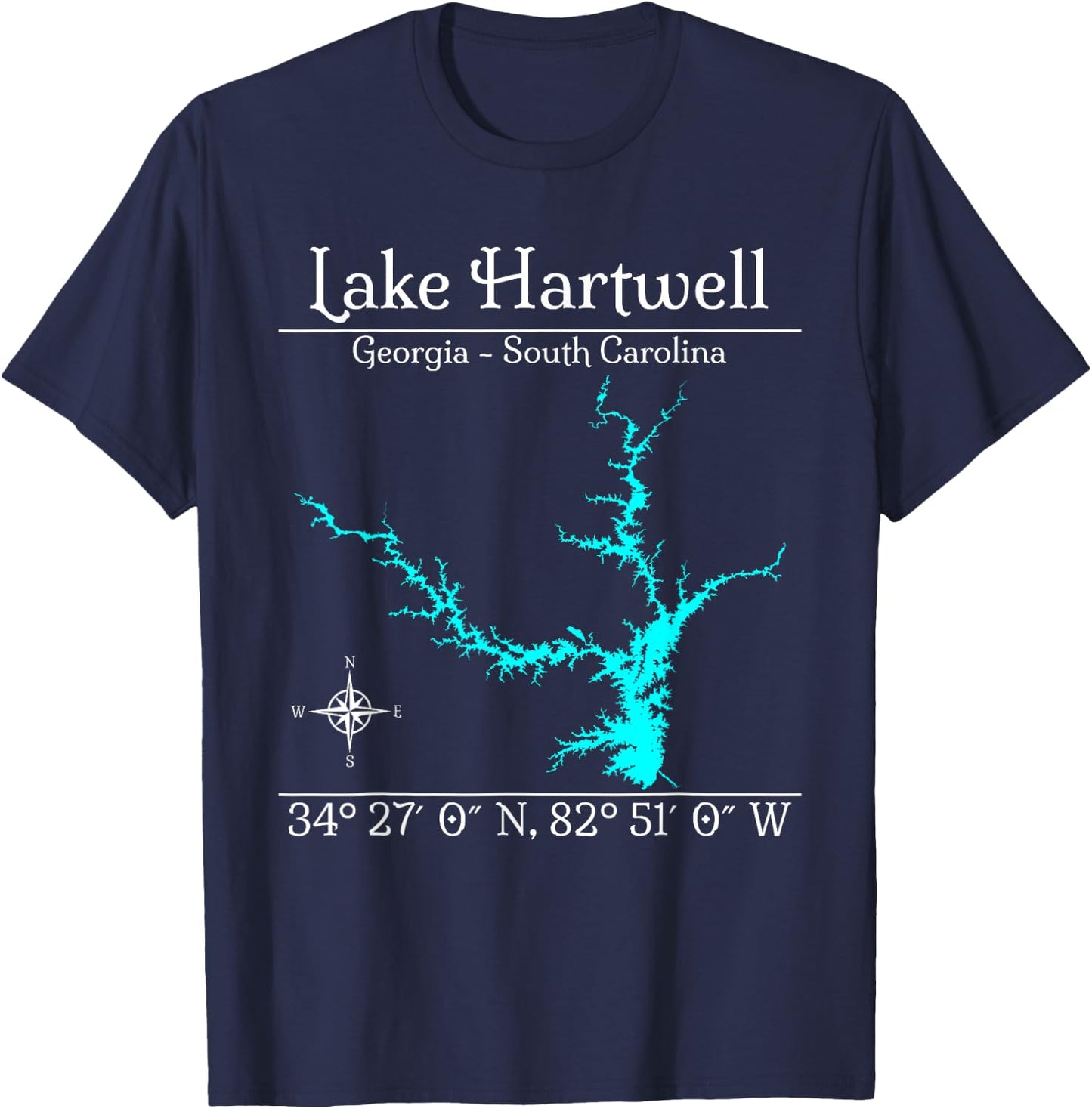Lake Hartwell, Georgia - South Carolina T-Shirt - T-Shirt | Navy