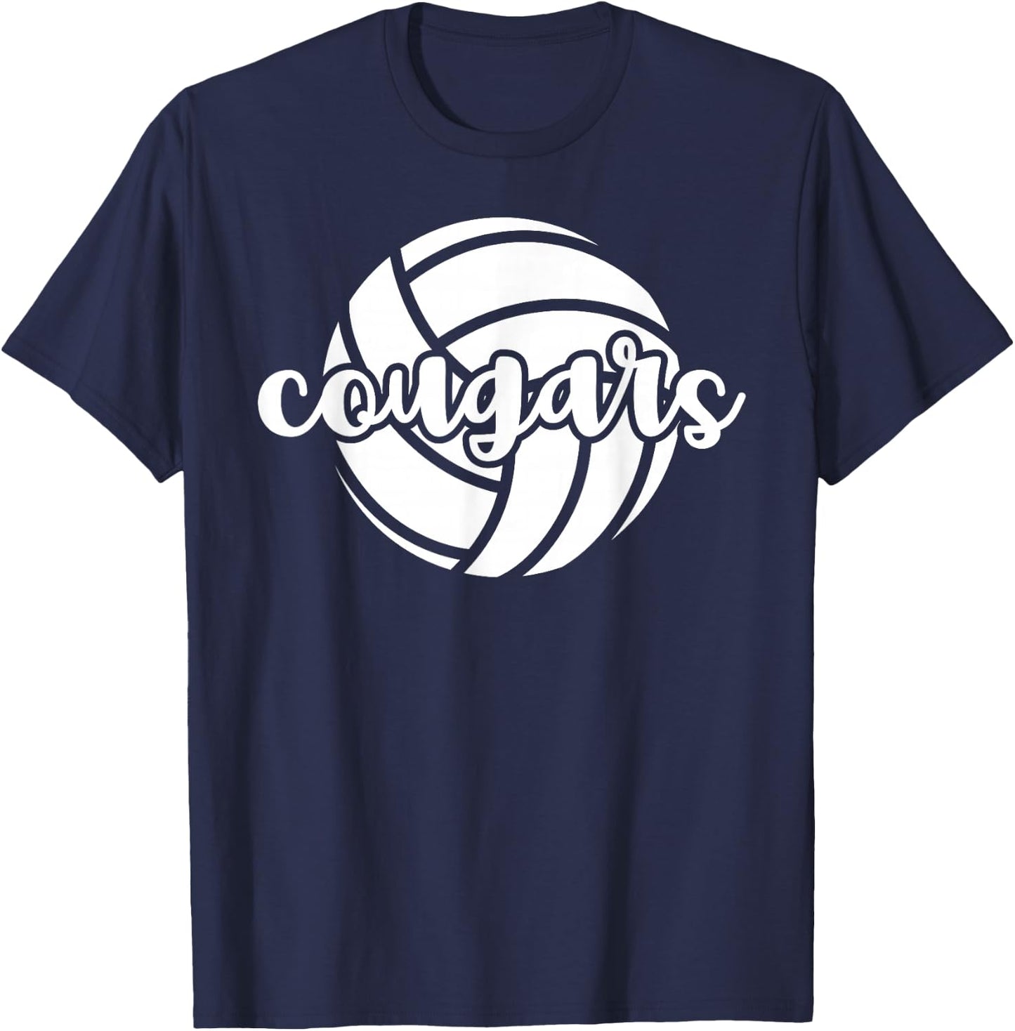 Cougars Volleyball Team Mascot School Spirit Game Night T-Shirt - T-Shirt | Navy
