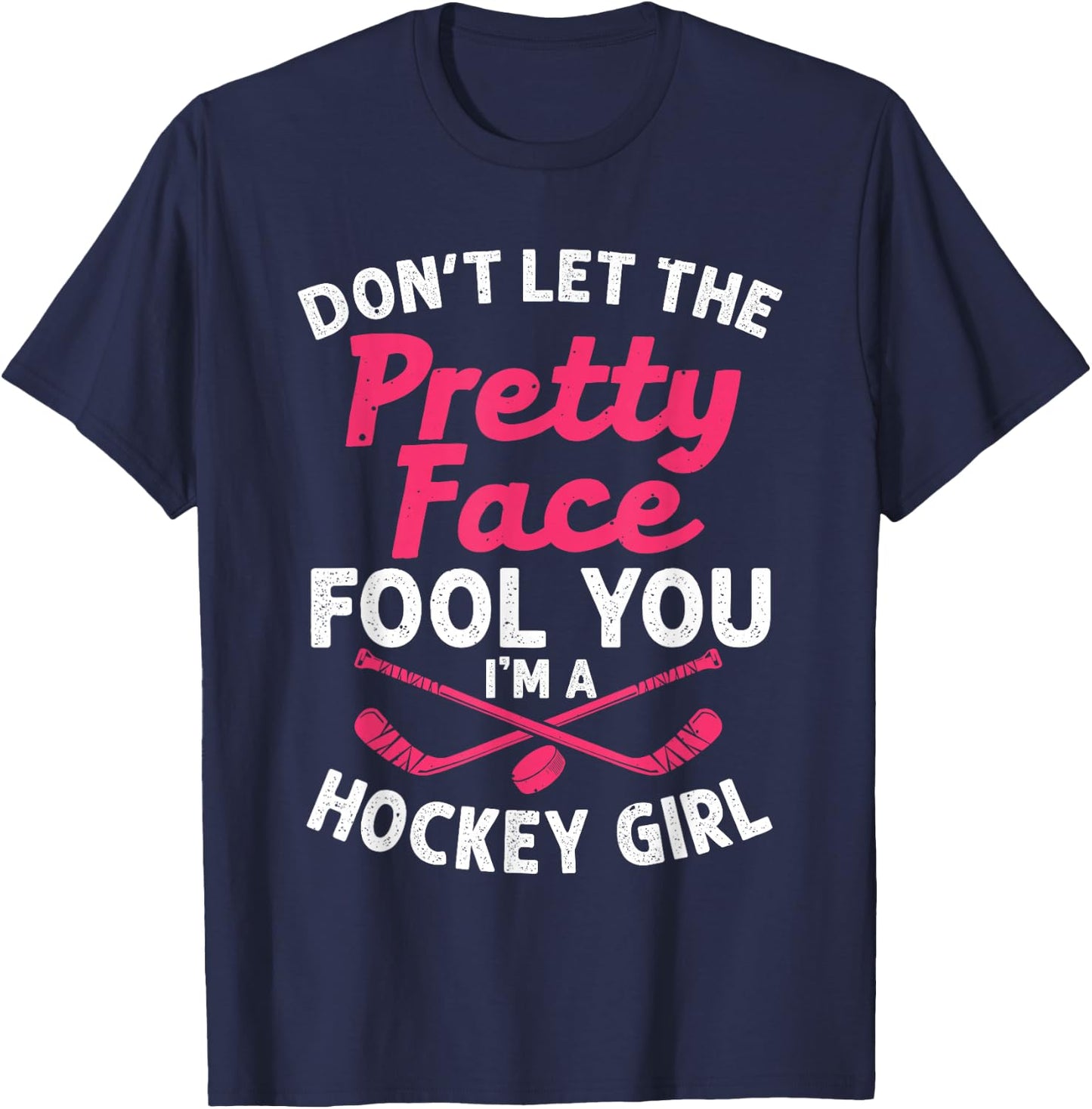 Funny Girl Hockey Gift Kids Ice Hockey Players T-Shirt - T-Shirt | Navy