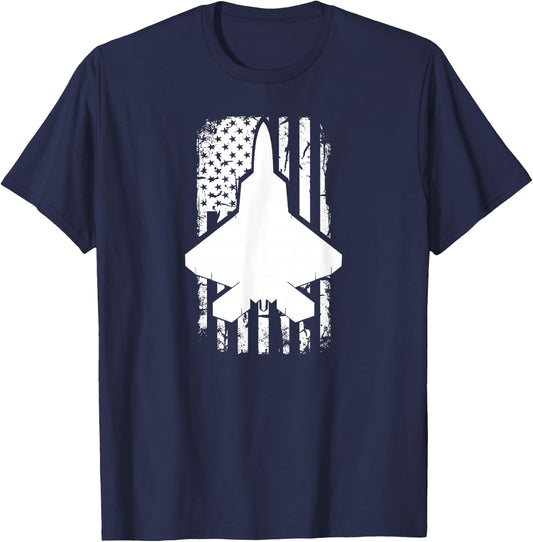 F22 raptor US Flag Fighter Airplane Jet Plane Aircraft T-Shirt - T-Shirt | Navy