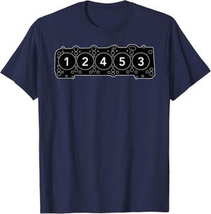 5 Cylinder Engine (Pearl Black) T-Shirt - T-Shirt | Navy