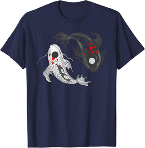 Koi Fish Yin Yang Symbol Of Harmony Balance Life Asian Style T-Shirt - T-Shirt | Navy