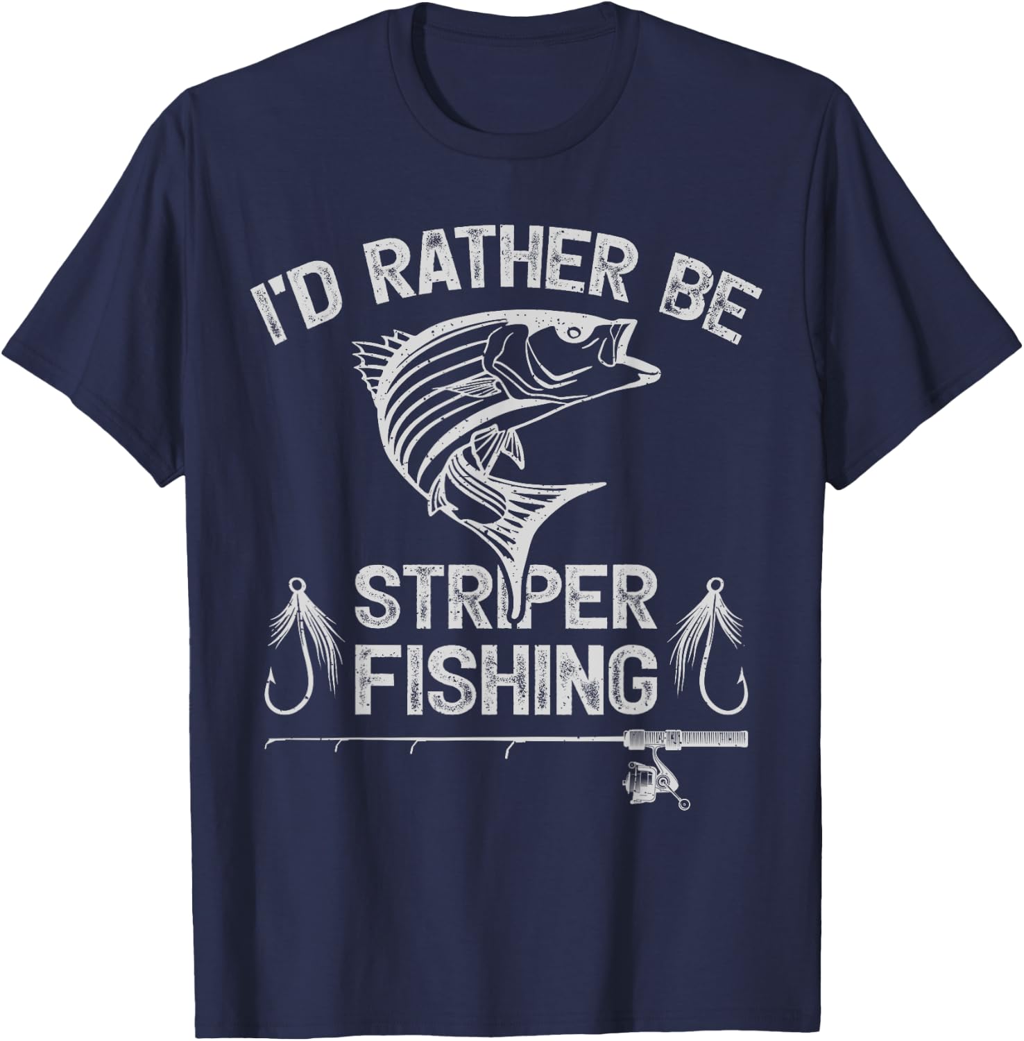 Funny Fishing Lover Retro I'd Rather Be Striper Fishing T-Shirt - T-Shirt | Navy