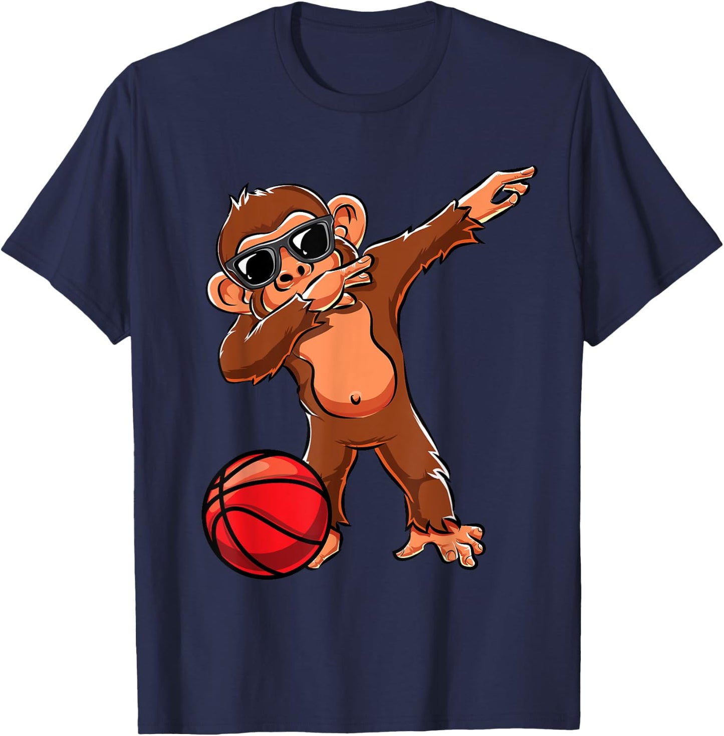 Cute Dabbing Monkey Lovers Dab Basketball Girls Boys Gifts T-Shirt - T-Shirt | Navy