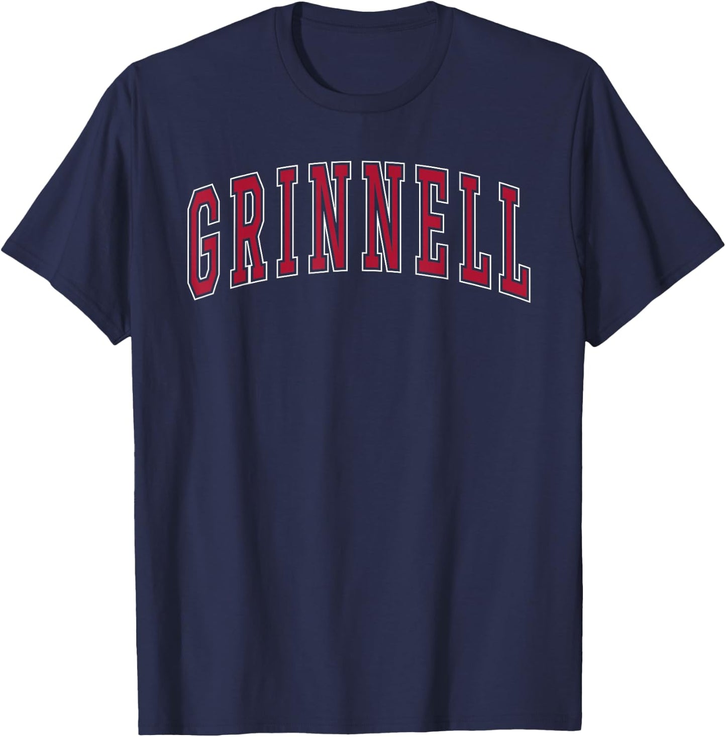 Grinnell Iowa Souvenir College Style Red Text T-Shirt - T-Shirt | Navy