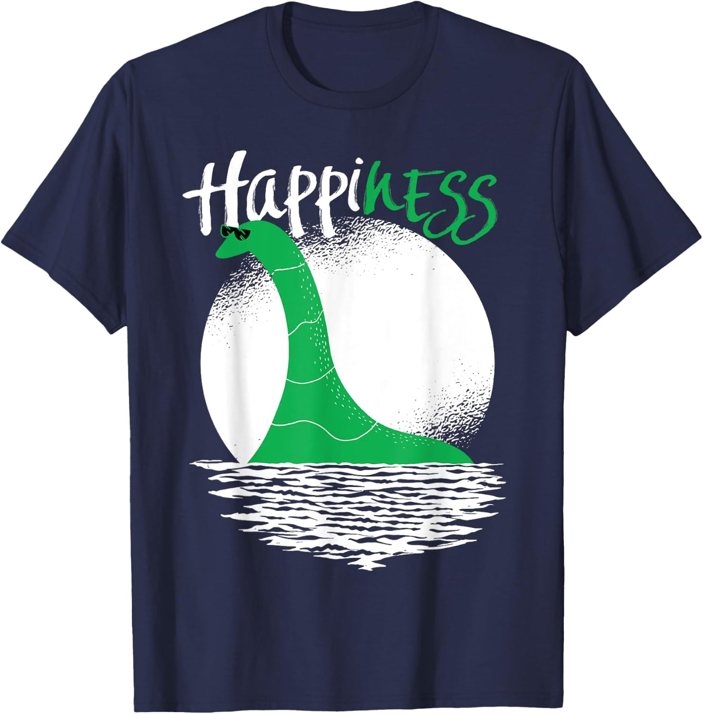 Funny Loch Ness Monster HappiNESS Happy Nessie Pun T-Shirt - T-Shirt | Navy