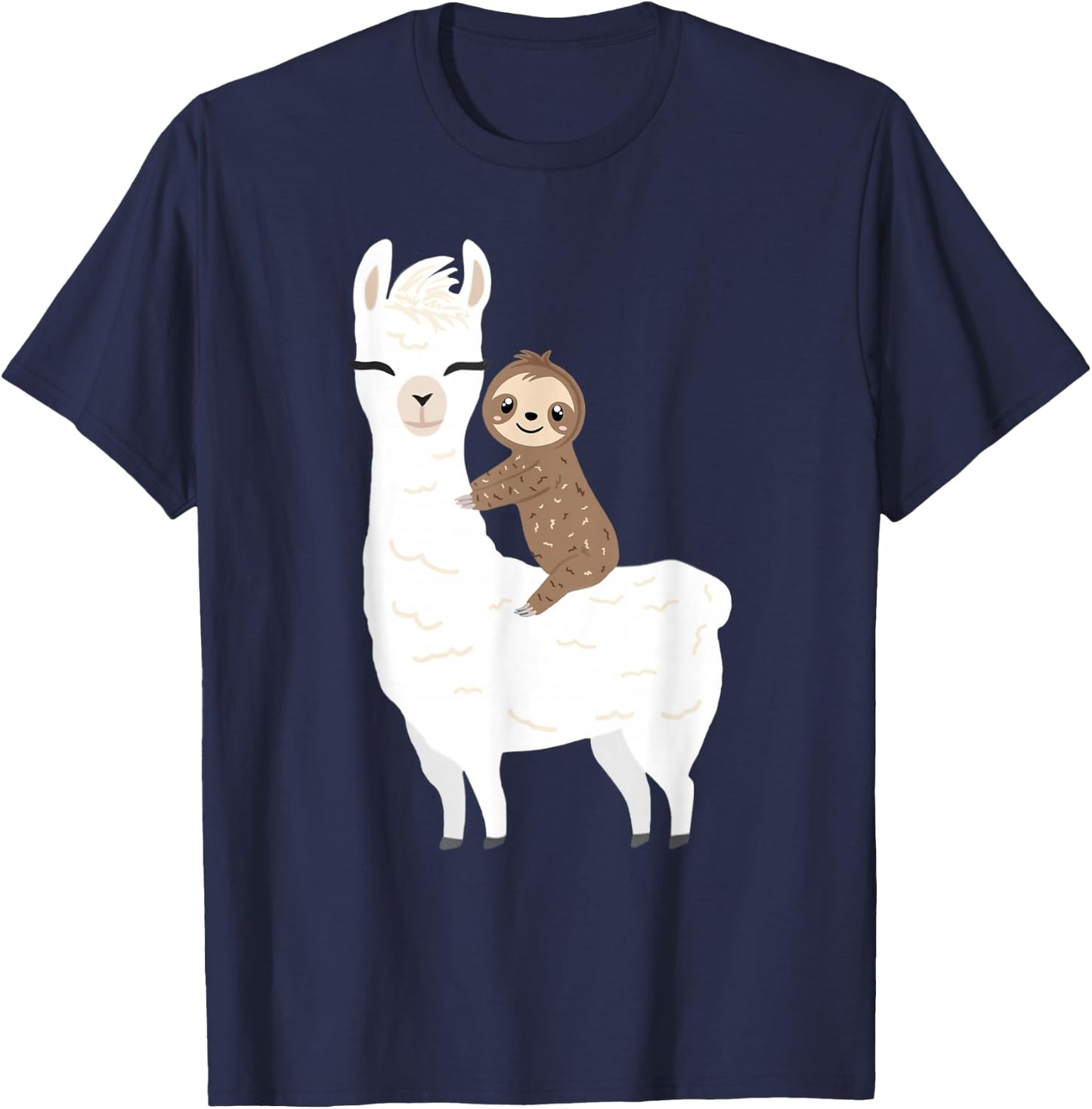 Sloth Riding Llama Shirt Funny Birthday Gift Boy, Girl T-Shirt - T-Shirt | Navy