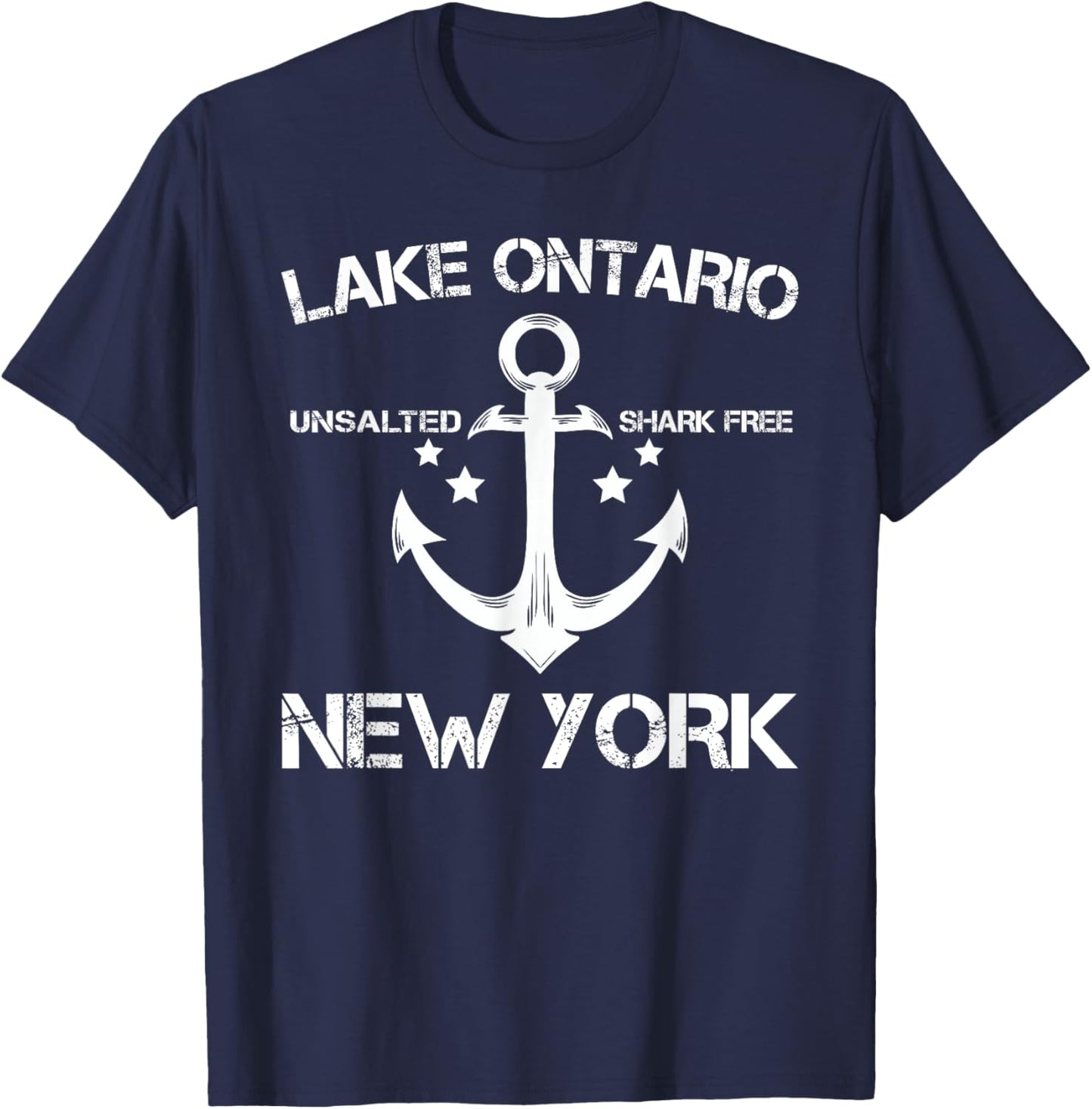 LAKE ONTARIO NEW YORK Funny Fishing Camping Summer Gift Women Girls Kids T-Shirt - T-Shirt | Navy