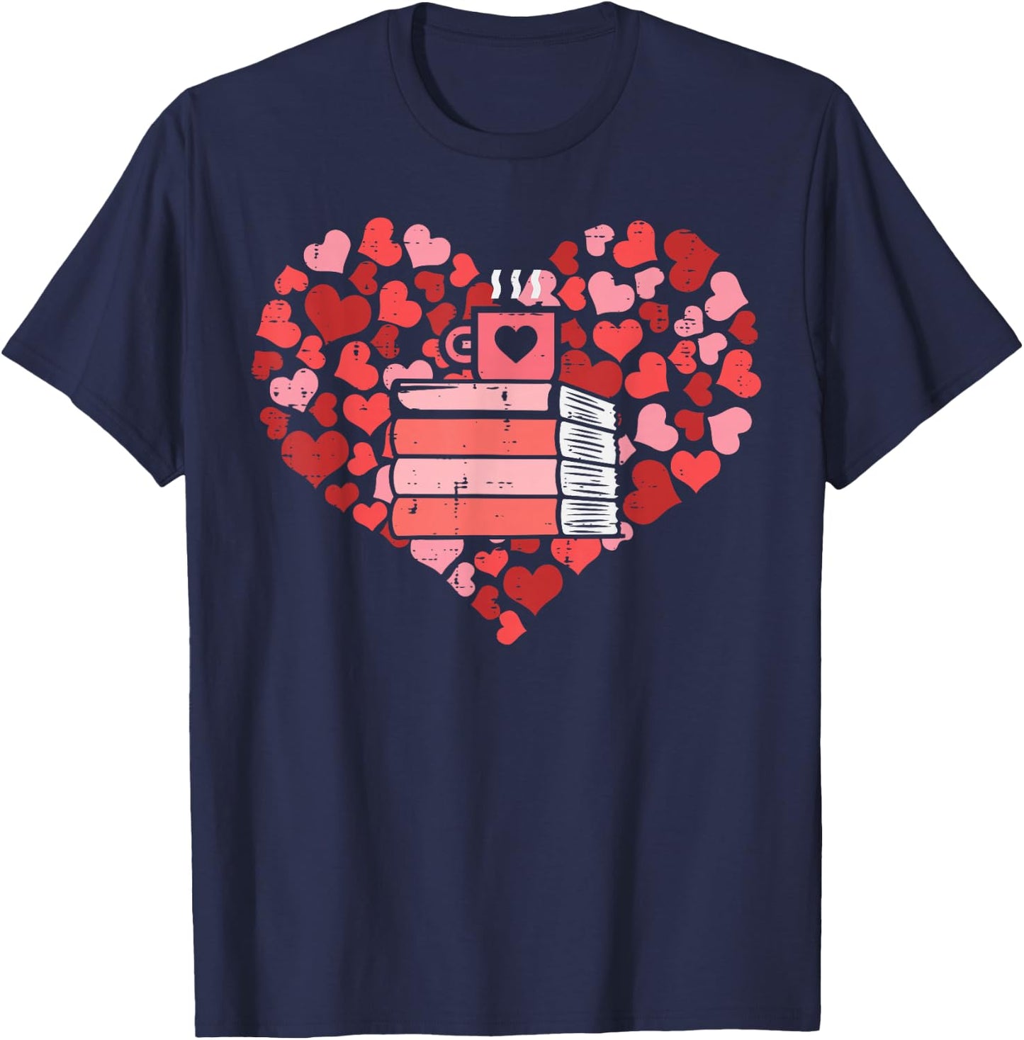 Book Heart Cute Read Book Reading Librarian Across America T-Shirt - T-Shirt | Navy