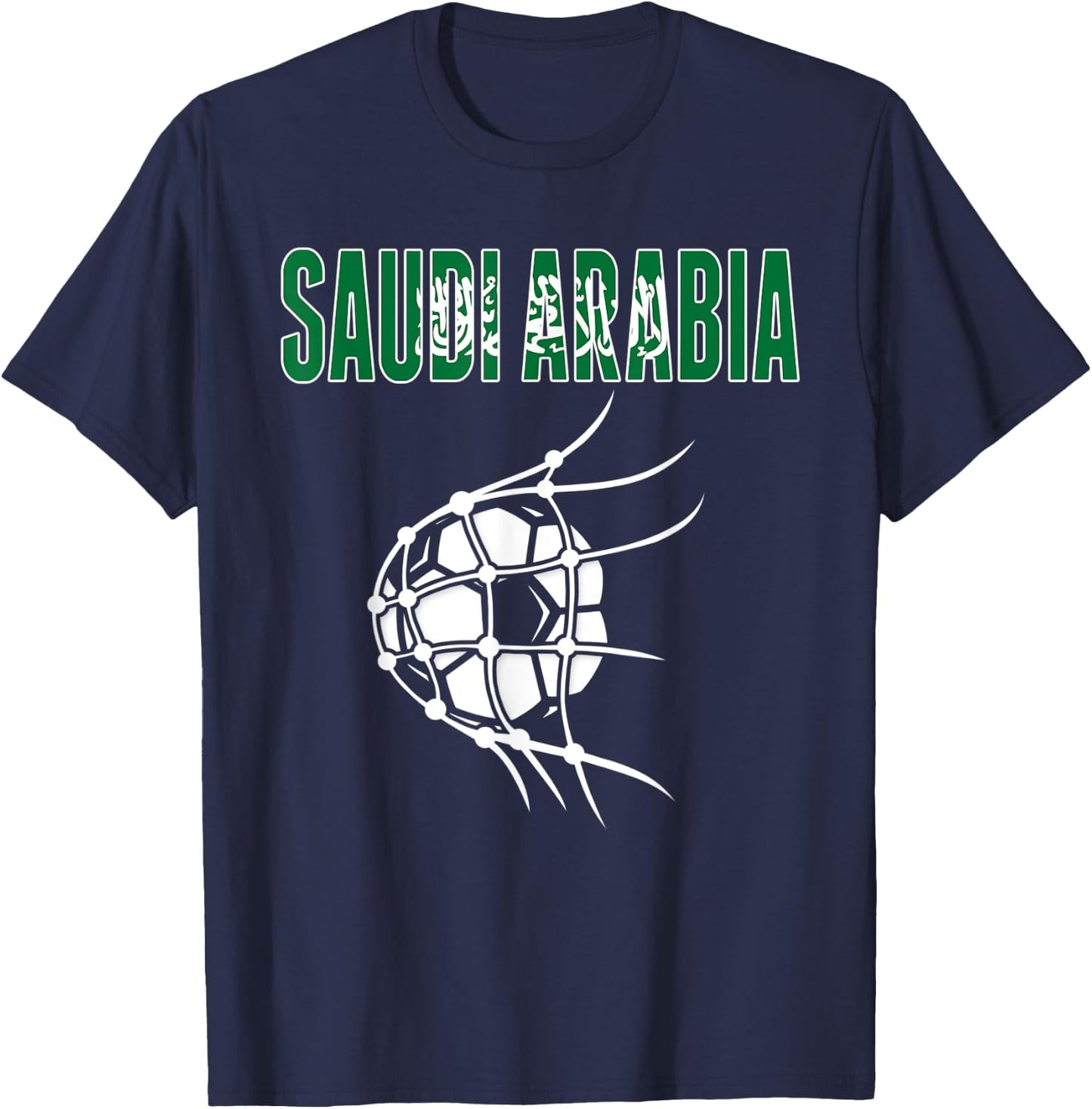 Saudi Arabia Soccer Fans Jersey - Saudi Flag Football In Net T-Shirt - T-Shirt | Navy