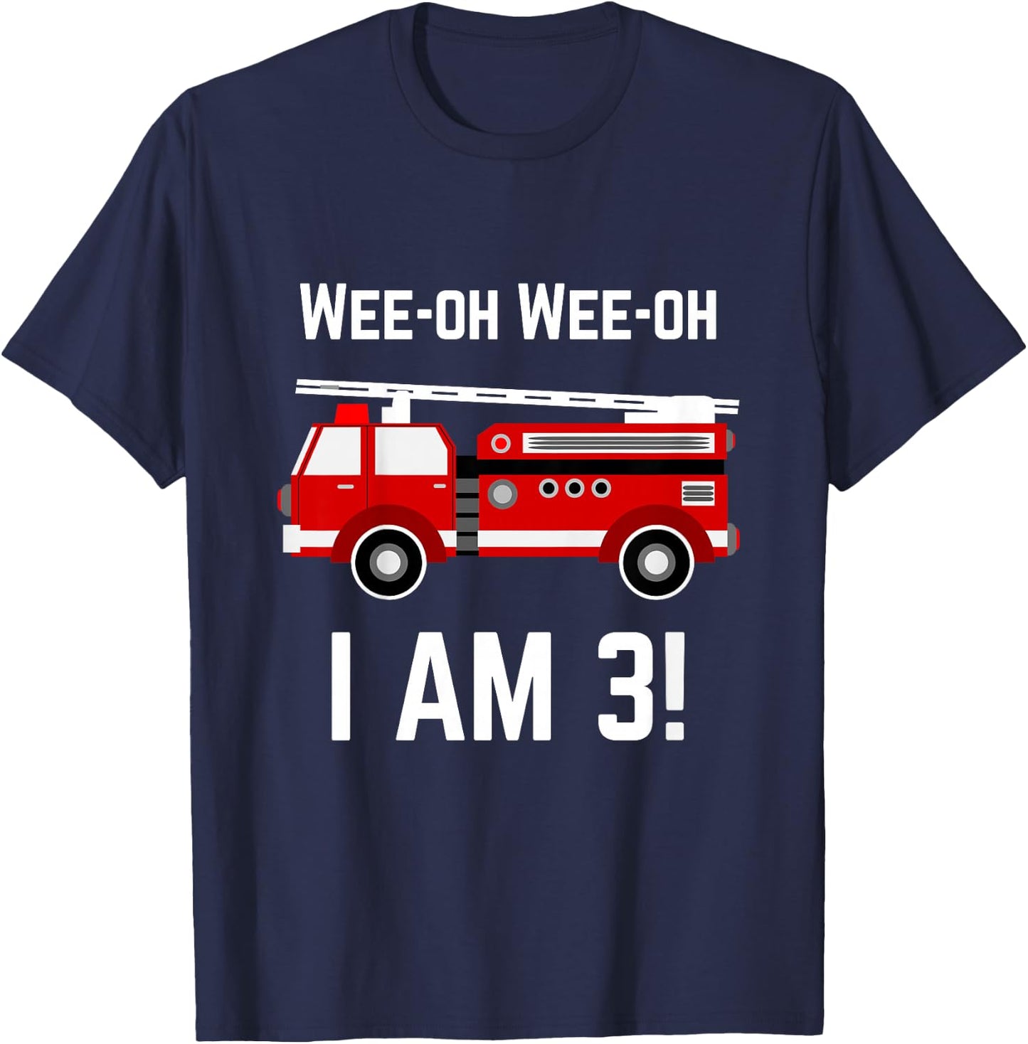 Kids Kids Firetruck 3 Year Old Birthday 3rd Birthday Gift T-Shirt - T-Shirt | Navy