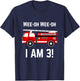 Kids Kids Firetruck 3 Year Old Birthday 3rd Birthday Gift T-Shirt - T-Shirt | Navy