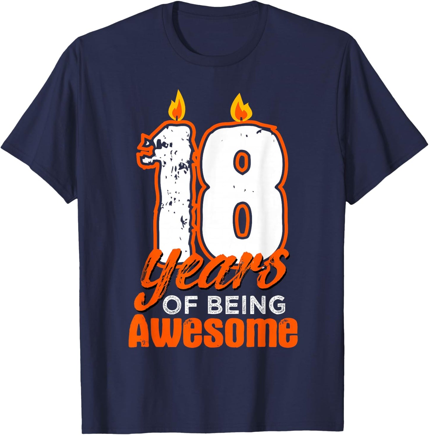 Candle 18 Birthday Party Wishes Cake Decoration Candlelight T-Shirt - T-Shirt | Navy