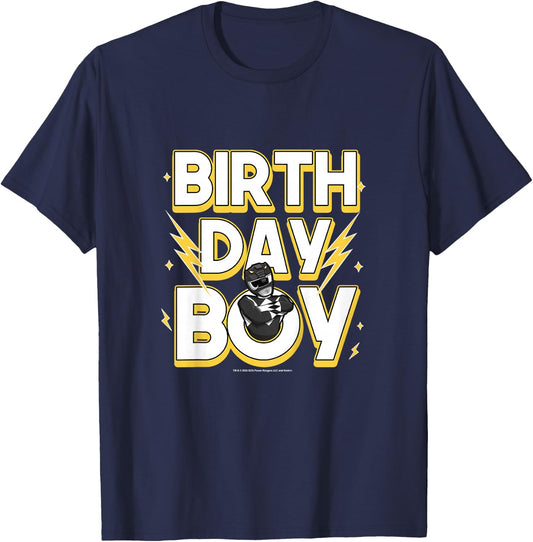 Kids Power Rangers Birthday Boy Black Ranger Logo Youth T-Shirt - T-Shirt | Navy