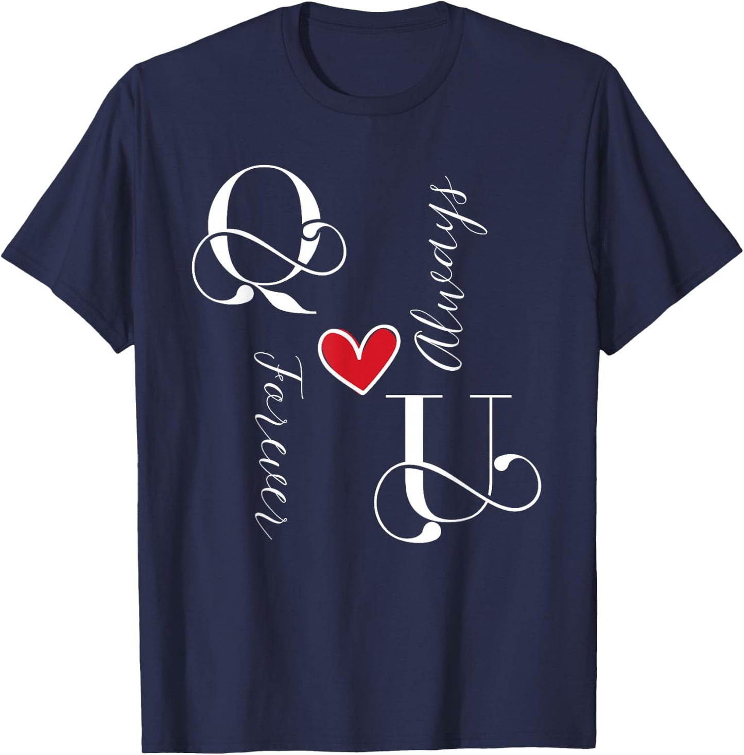 U & Q Couples Initials, Wedding, Anniversary, Mr & Mrs T-Shirt - T-Shirt | Navy