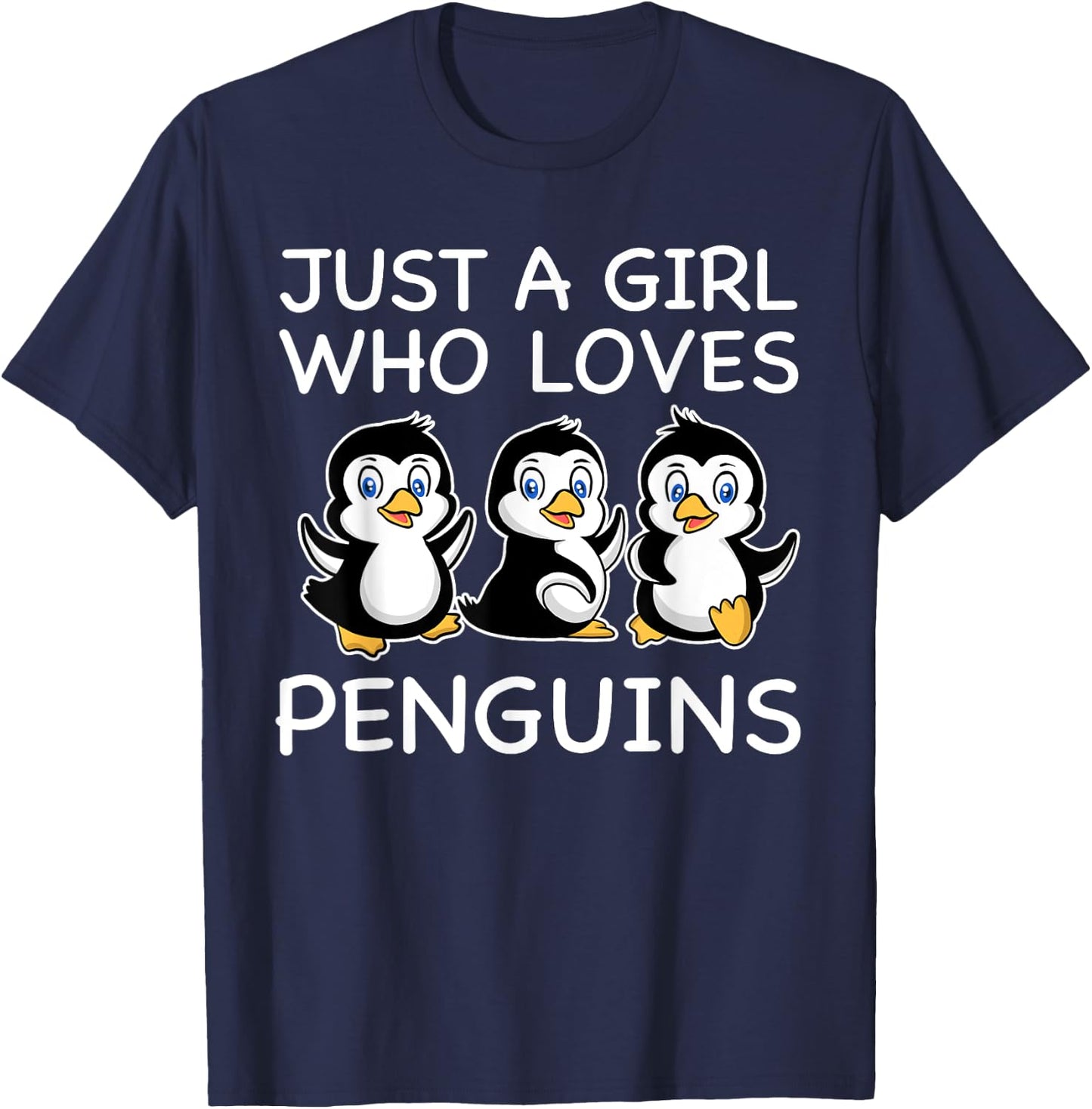 Cute Penguin Art Women Girls Baby Bird Animal Penguin Lover T-Shirt - T-Shirt | Navy