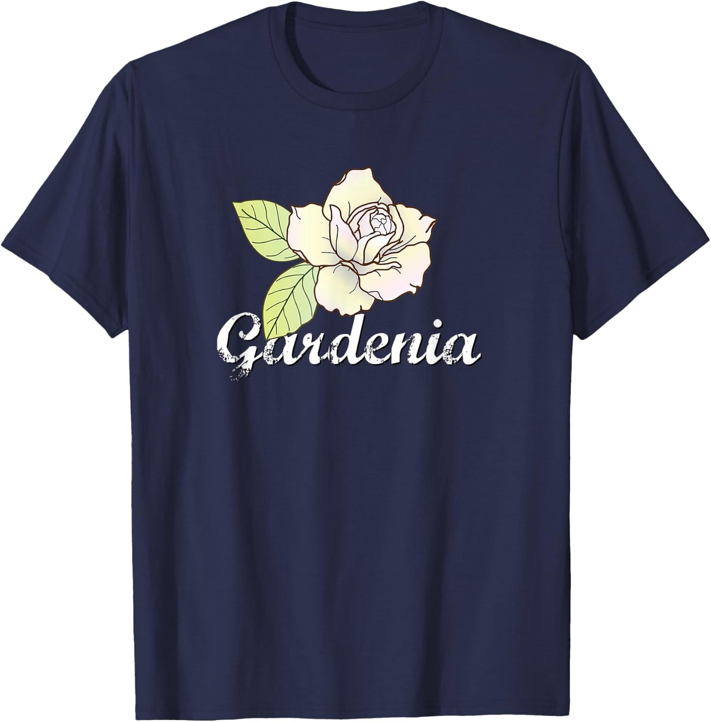 Cute Gardenia Flower Shirt, Gardening Gift, Garden T Shirt T-Shirt - T-Shirt | Navy