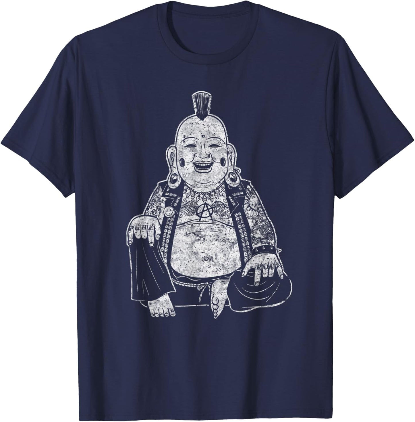 Funny sarcastic and Cool Punk Buddha Tattoos T-Shirt - T-Shirt | Navy