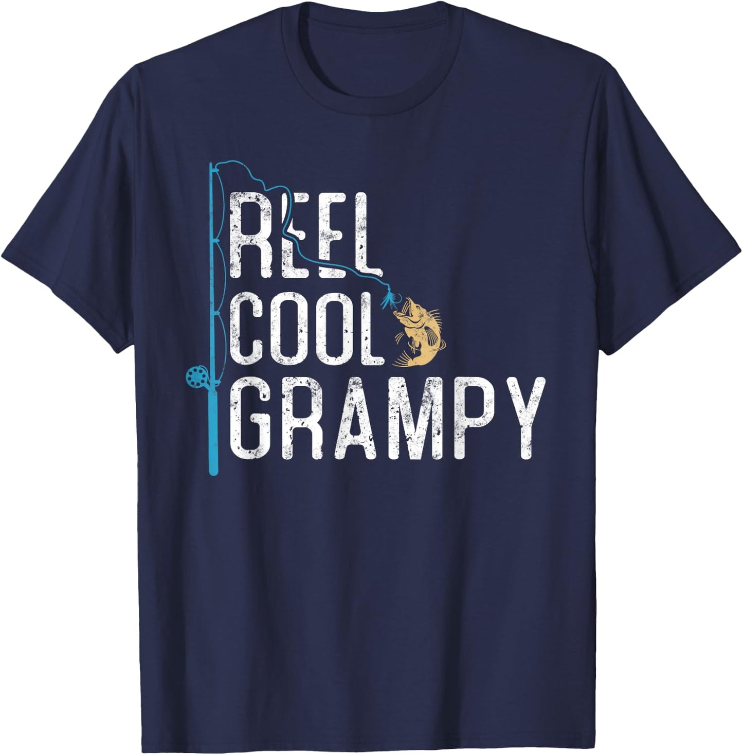 Reel Cool Grampy vintage funny fishing rod gifts for Grampy T-Shirt - T-Shirt | Navy