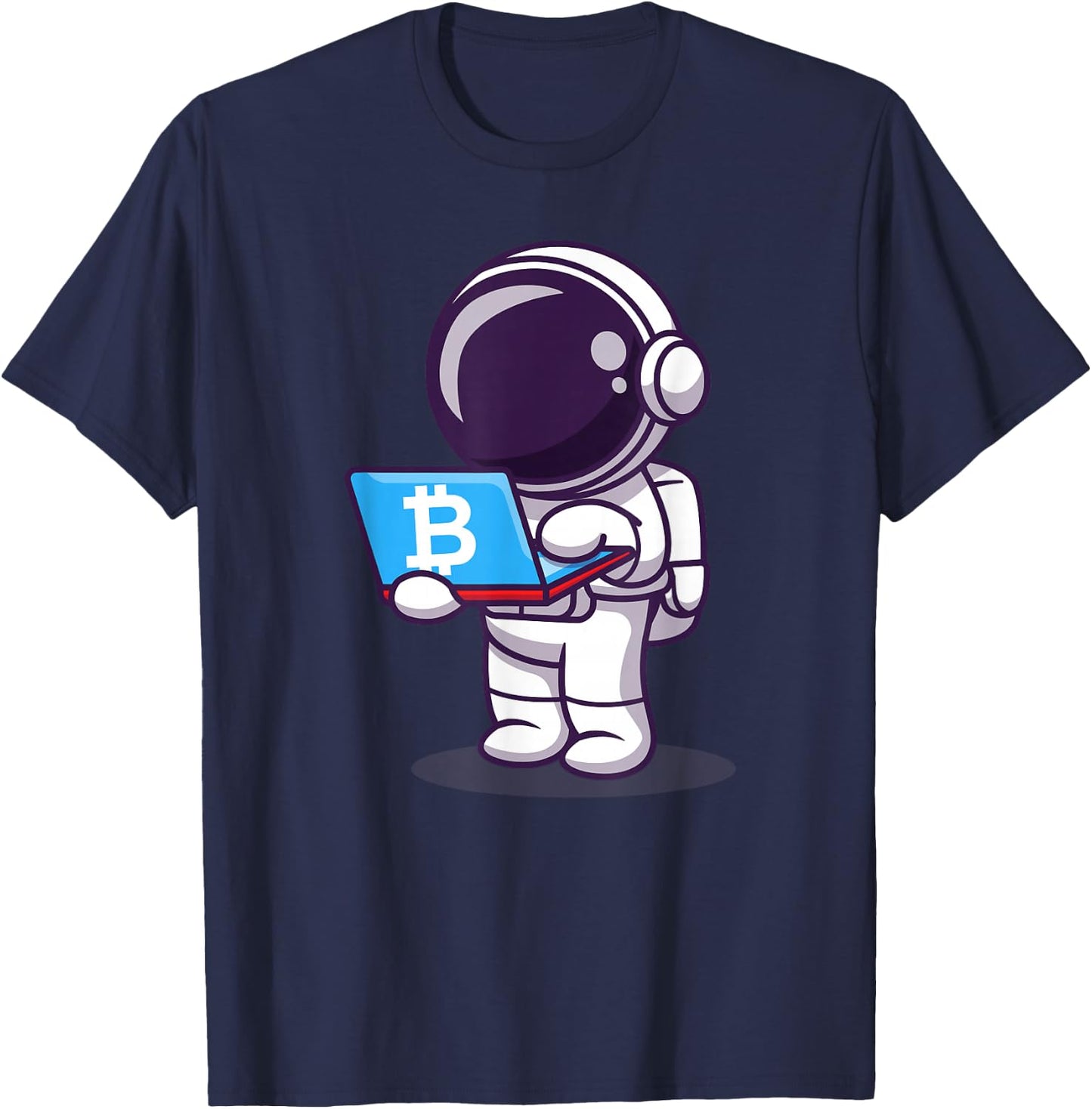 Astronaut buying ticket to the moon with BTC Bitcoin T-Shirt - T-Shirt | Navy